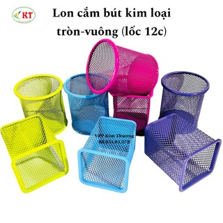 Ly cắm bút sắt - kim loại vuông tròn nhiều màu