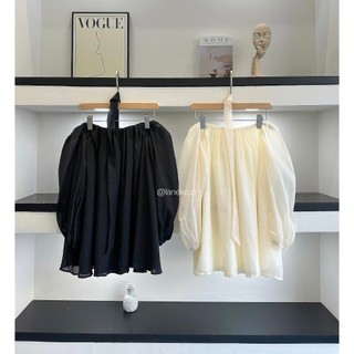 Áo bệt vai voan tơ kèm dây Laneko
