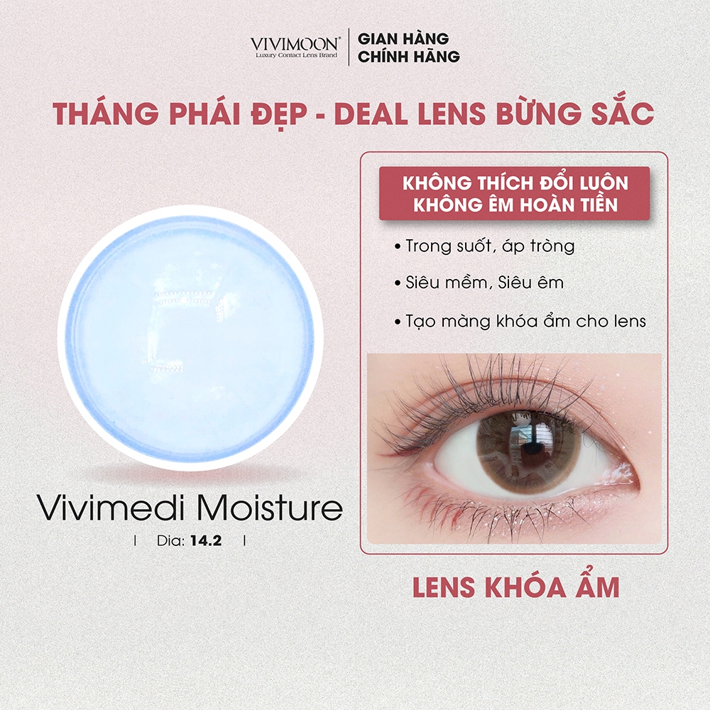 Lens trong suốt cận khóa ẩm Vivimooon Vivimedi Moisture