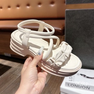  Dép SANDAL Đế Bánh Mì 5cm Quai Nhăn Thời Trang