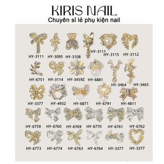 Charm kim loại giá rẻ - charm nail giá rẻ, charm đá hình nơ, charm nơ đá giá siêu rẻ GR9