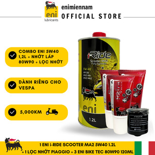Combo eni scooter ma2 5w40 1.2l + lọc nhớt + 3 nhớt láp eni 80w90
