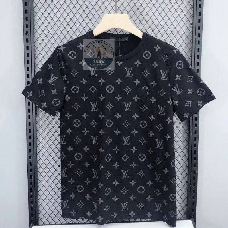 Áo phông nam nữ LV monogram in kín hàng chính hãng chất cotton cao cấp-áo thun LV tay lỡ form rộng hottrend 2024
