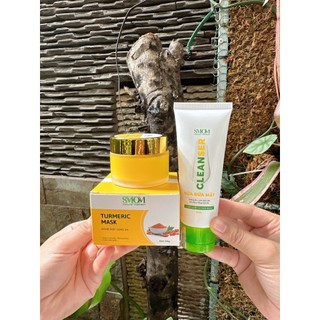 Bộ đôi nghệ mặt sáng da & Sữa rửa mặt thiên nhiên SMOM loại bỏ bụi bẩn, làm sạch da, chăm sóc da chuyên sâu