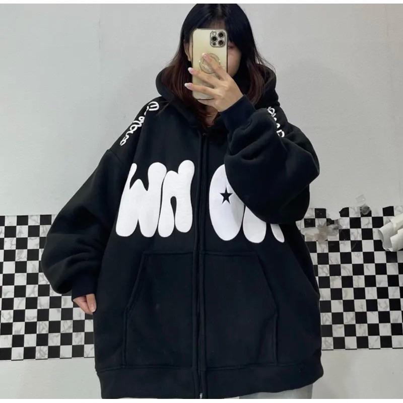 khoác nỉ hoodies zip mũ 2 lớp logo mặt cười đủ size unisex nam nữ | BigBuy360 - bigbuy360.vn