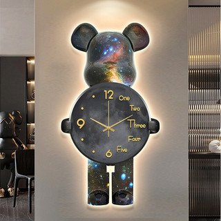   Freeship  Tranh Led Tráng Gương Gấu Bearbrick Decor Có Đồng Hồ Trang Trí Quà Tặng Tân Gia 