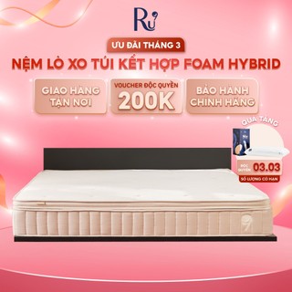 Nệm Hybrid Ru9 25cm - Công Nghệ Mới Kết Hợp Túi Lò Xo Và Foam | Tùy Chọn Độ Êm | 4 Kích Thước | 100 Đêm Ngủ Thử Topper