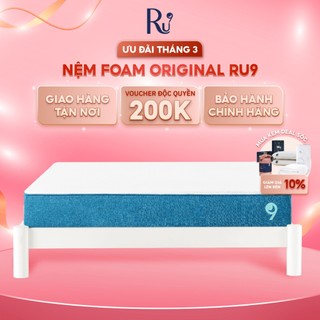 Nệm Foam Cao Cấp Ru9 Original 25cm - Trắng Xanh | 3 Lớp Foam Nâng Đỡ Cơ Thể | Bao Gồm 6 Kích Thước | 100 Đêm Ngủ Thử