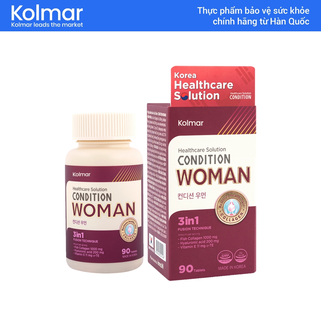 [Kolmar] Thực Phẩm Bảo Vệ Sức Khỏe CONDITION WOMAN - Hộp 90 Viên uống collagen