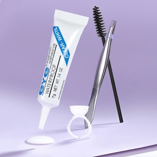 Combo 4 món Keo Dán Lông Mi Giả Kèm gồm keo dán mi giả+vòng nhẫn chuyên dụng+nhíp+cọ chải mi