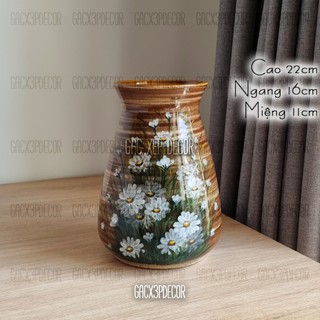Bình hoa gốm sứ Bát Tràng họa tiết vẽ thủ công Decor phòng, bàn làm việc
