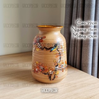 Bình hoa gốm sứ Bát Tràng họa tiết vẽ thủ công Decor phòng, bàn làm việc