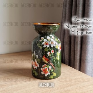 Bình hoa gốm sứ Bát Tràng họa tiết vẽ thủ công Decor phòng, bàn làm việc