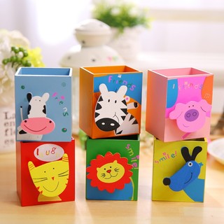 Ống cắm bút hình động vật bằng gỗ