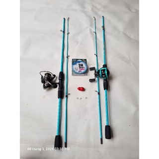  Bộ cần câu lure máy ngang Rồng Xanh  tặng kèm dây câu lure và 1 con mồi " 