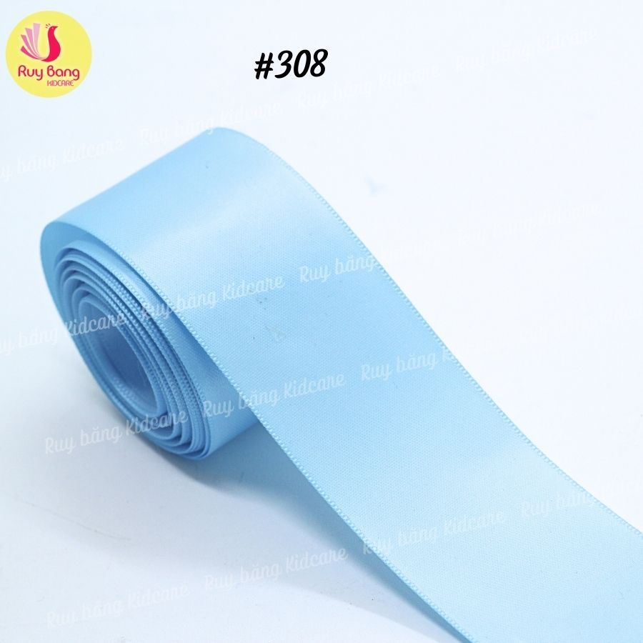 Ruy băng satin loại đẹp lụa bóng 2 mặt tone xanh- Cuộn 5m