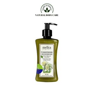 Dầu xả thảo dược hữu cơ cho tóc nhuộm, xơ rối, chẻ ngọn, nhiều gàu Melica Organic 300ml Olive & màng lọc UV