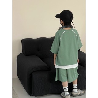 Bộ cotton tay nối bé trai