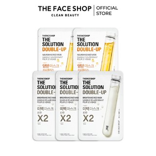 Combo 5 Mặt Nạ THE FACE SHOP The Solution Double - Up Siêu Cấp Ẩm, Kháng Khuẩn Làm Đều Màu Da (22mlx5)