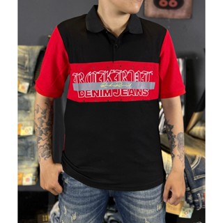 ÁO POLO ĐEN PHỐI ĐỎ IN RR TRƯỚC SAU T3531 - CO GIẢN - THẤM HÚT TỐT - K3 STORE