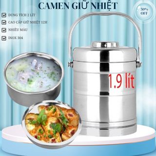Hộp cơm giữ nhiệt 3 ngăn - camen inox 3 tầng - hộp đựng cơm 1l3- hộp cơm giữ nhiệt 2 lít