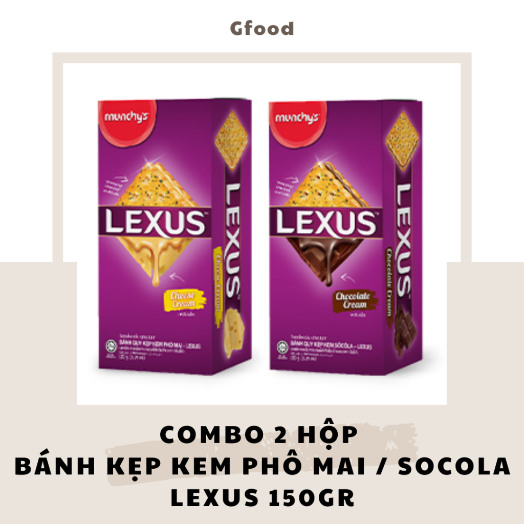 [COMBO 2 HỘP] Munchy's Lexus Bánh Quy Kẹp Kem Phô Mai / Socola 150gr