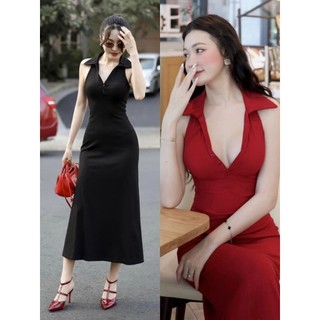 🛒 Đầm Sát Nách Cổ Trụ V - Xòe Dài Midi Ôm Body Sexy Basic - Tiểu Thư Bánh Bèo Cute Sang Chảnh Đi Chơi Tiệc Tôn Dáng