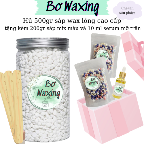 [Tặng 200gr sáp mix+10ml serum] Hũ 500gr sáp wax lông nóng cao cấp tặng kèm 200gr sáp mixmàu 10ml se