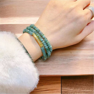 Vòng xanh mix charm bạc khắc chữ- Đá đẹp vip