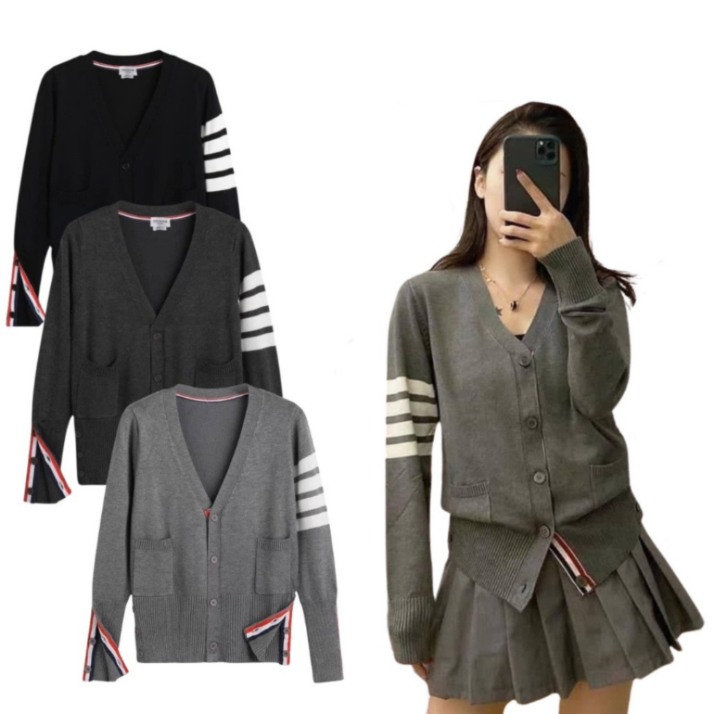 Áo Khoác Cardigan Thom Sọc Len Dệt Kim