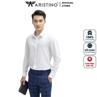 Áo Sơ Mi Trắng Dài Tay Nam ARISTINO ALSR18 Somi Công Sở Cao Cấp trơn màu vải micro polyester dáng ôm tà lượn không túi