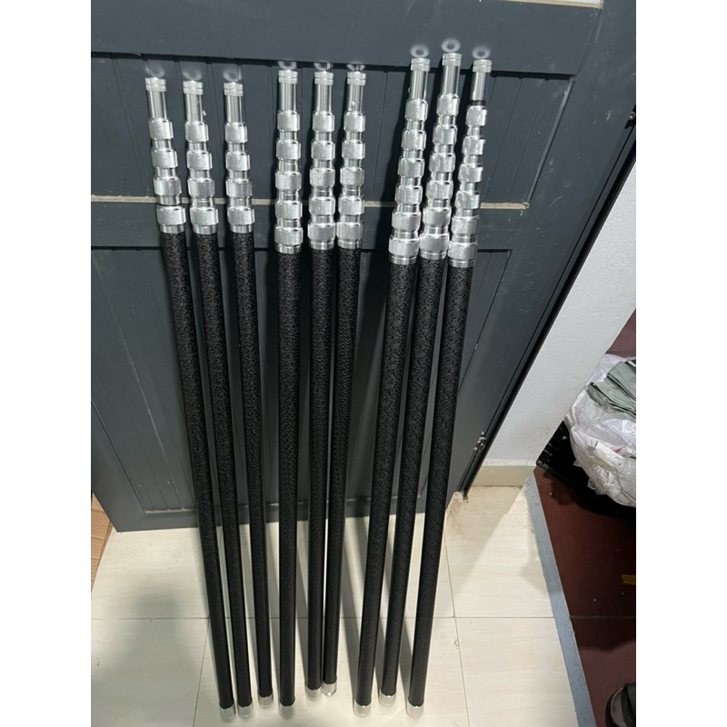 Sào Carbon đa năng, vợt cá, hái quả, treo lồng chim kèm móc và balo đeo sau lưng