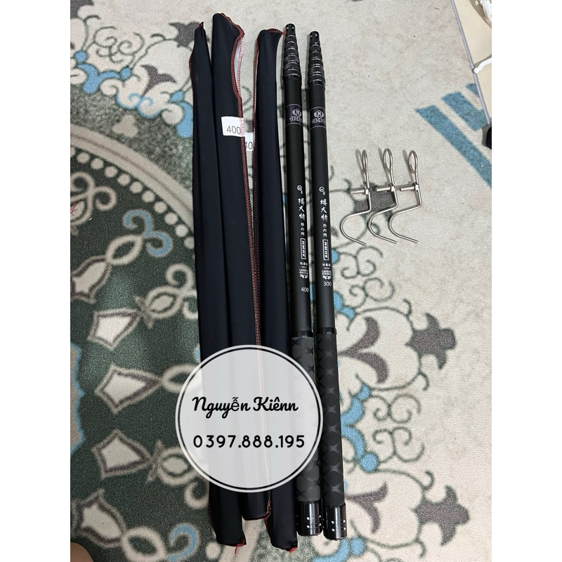 Sào Carbon đa năng, vợt cá, hái quả, treo lồng chim kèm móc và balo đeo sau lưng