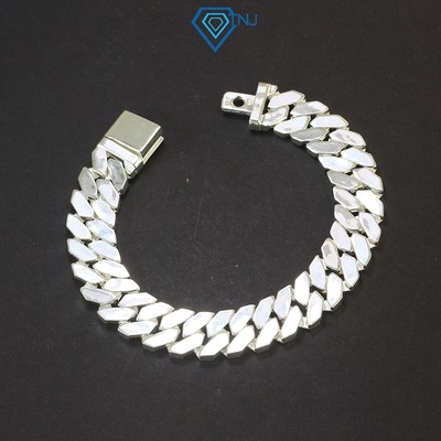 Vòng tay Cuban bạc nam trơn cá tính thời trang bản ngang 13mm khắc tên LTA0130 - Trang Sức TNJ