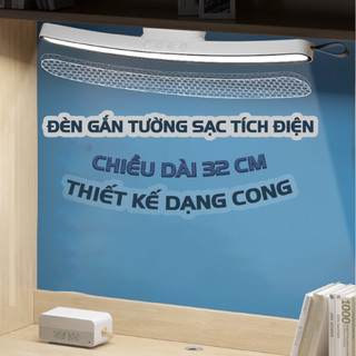 Đèn học cảm ứng dài 32cm, đèn đọc sách chống cận gắn tường thiết kế dạng cong ,đèn ngủ,đèn decor phòng , pin sạc