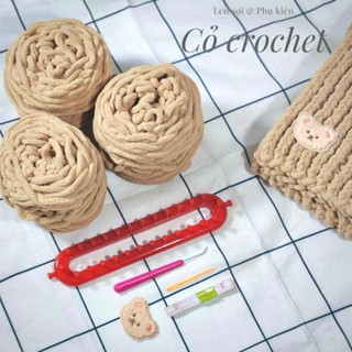  Bộ nguyên liệu móc khăn quàng cổ bằng len nhung đũa với kim móc hoặc khung Loom có hướng dẫn chi tiết 