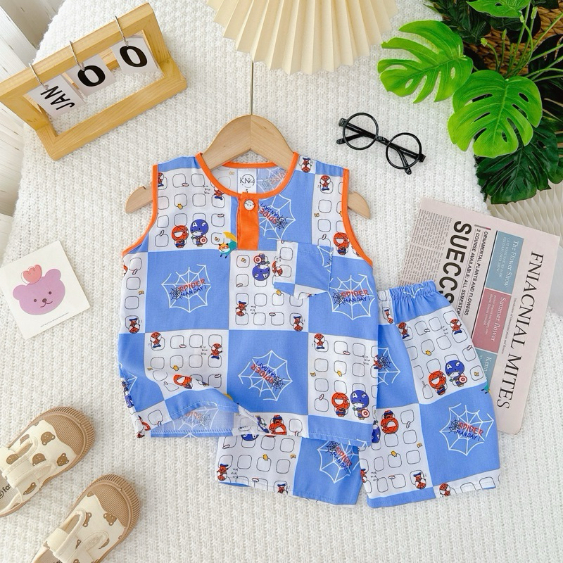 Bộ sát nách tole / lanh bé trai  size 9-37kg