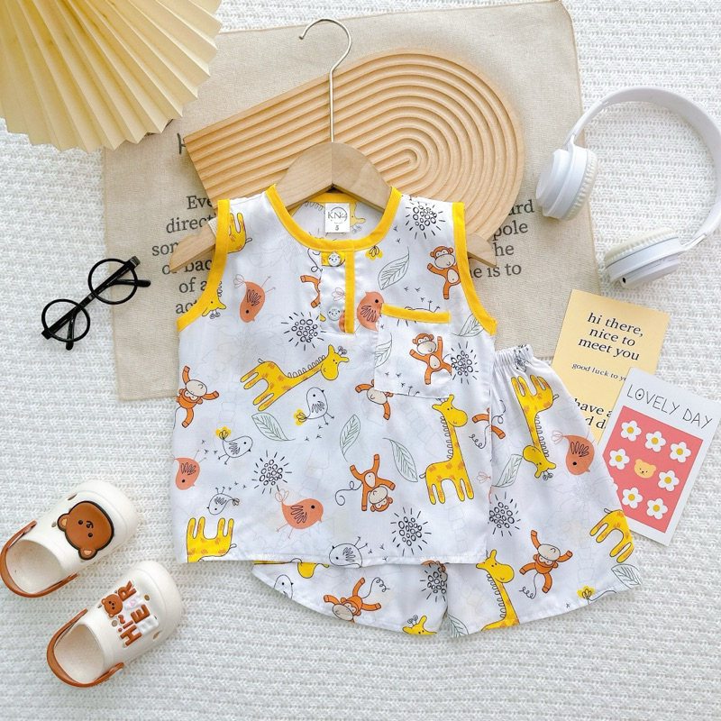 Bộ sát nách tole / lanh bé trai  size 9-37kg