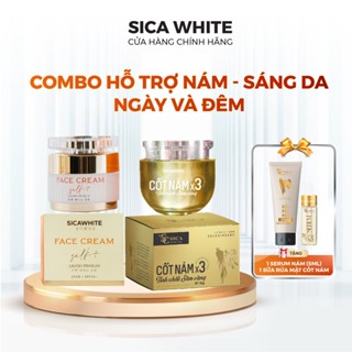 Combo Kem Sica White, Kem Lụa 20G Và Kem Cốt Nám X3 25G (Tặng SRM Nám 100Ml, Serum 5Ml) - SICA WHITE