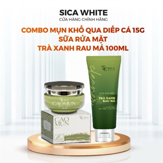 Combo Mụn Sica White, Sữa Rửa Mặt Trà Xanh Rau Má 100Ml Và Cao Mụn Khổ Qua Diếp Cá 10G - SICA WHITE