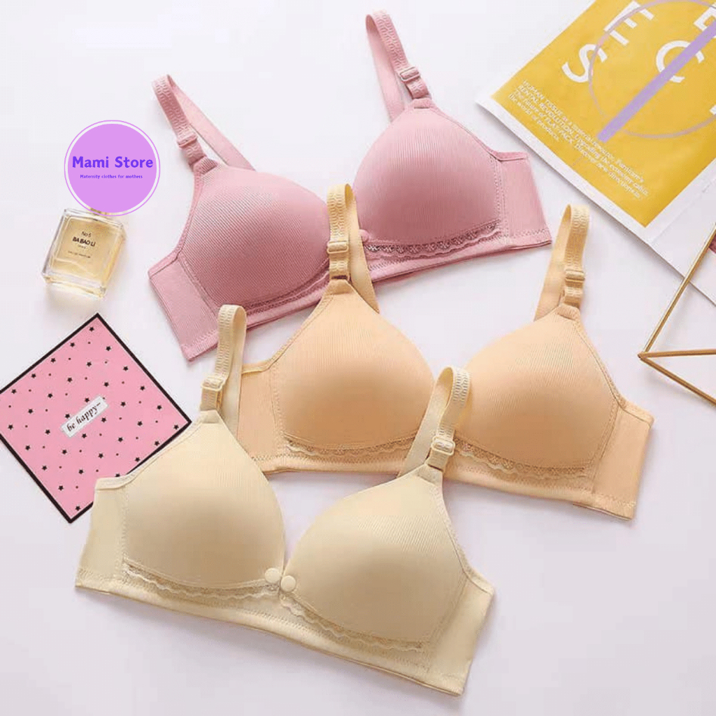 Áo lót bầu sau sinh cho con bú mở khuy không gọng nâng ngực chống chảy xệ chất liệu mềm mịn
