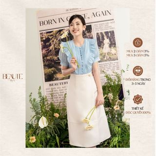 Beautebyv - chân váy đắp vạt có li nổi sereni