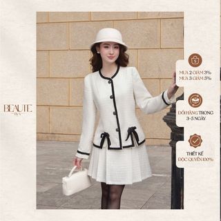Beautebyv - chân váy nữ xếp ly cách điệu manie