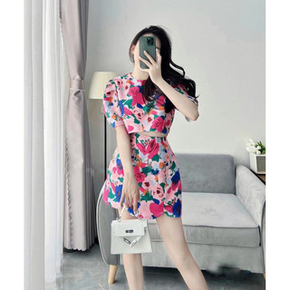 Đầm xoè chất for in hoa TRIPBLE T DRESS ( sét CV ) - Free size dưới 54kg
