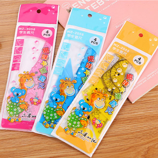 Bộ 4 thước kẻ cute cho học sinh 3 màu cực đẹp