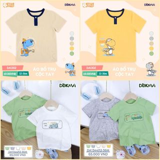 DA1344 - DA1302 Áo cộc tay bé trai Dokma chất cotton organic (9-36m)