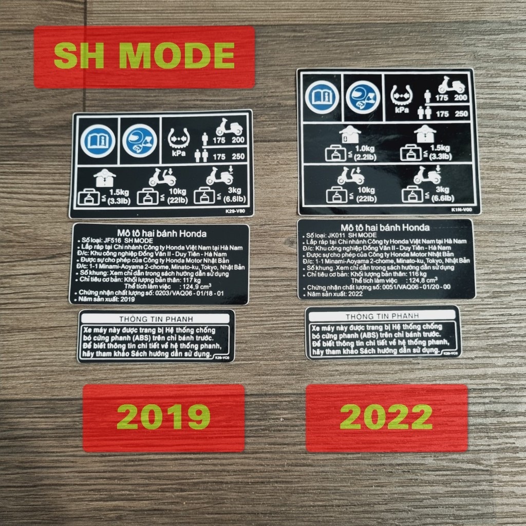 [TEM MINI] TEM THÔNG SỐ XE SH MODE CHI TIẾT THÔNG SỐ CAO CẤP (TRỌN BỘ)