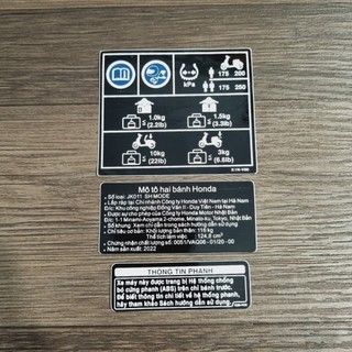 [TEM MINI] TEM THÔNG SỐ XE SH MODE CHI TIẾT THÔNG SỐ CAO CẤP (TRỌN BỘ)