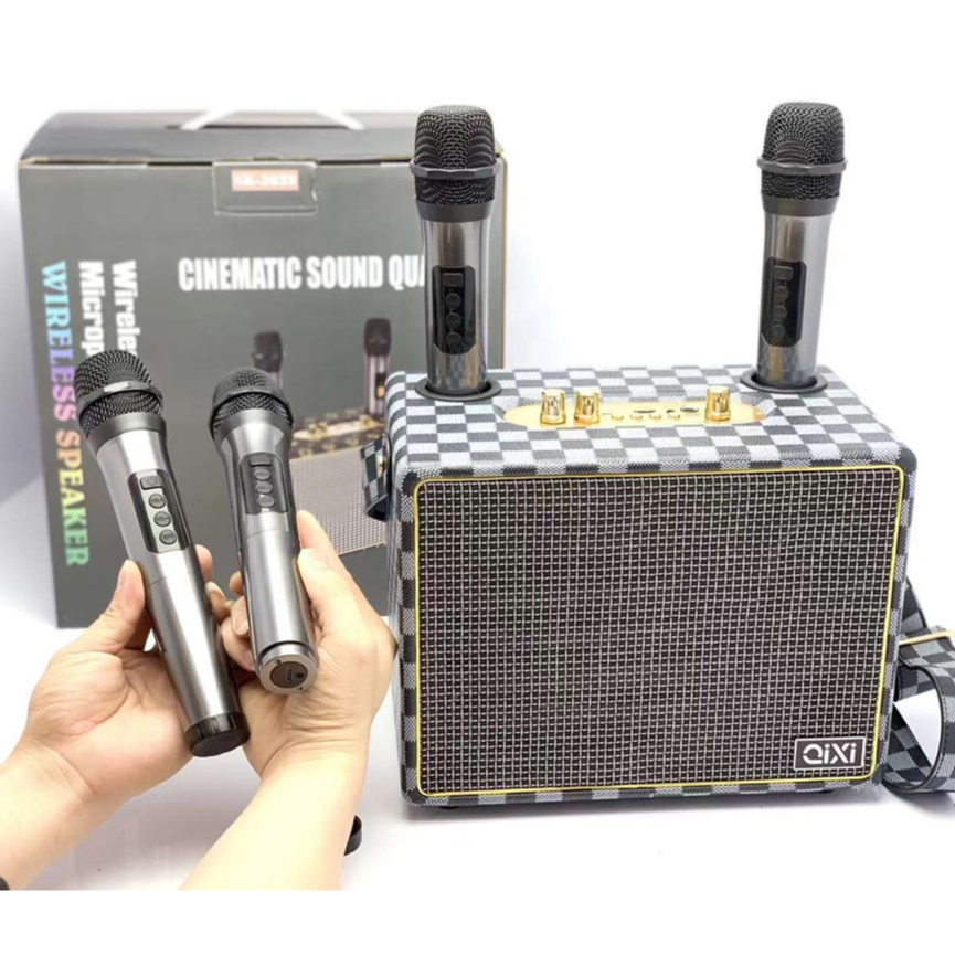 Loa Bluetooth SK-2036 Có Sẵn 2 Micro Không Dây Hát Karaoke Nghe Nhạc Hay Bass Cực Đỉnh TECHHIGH