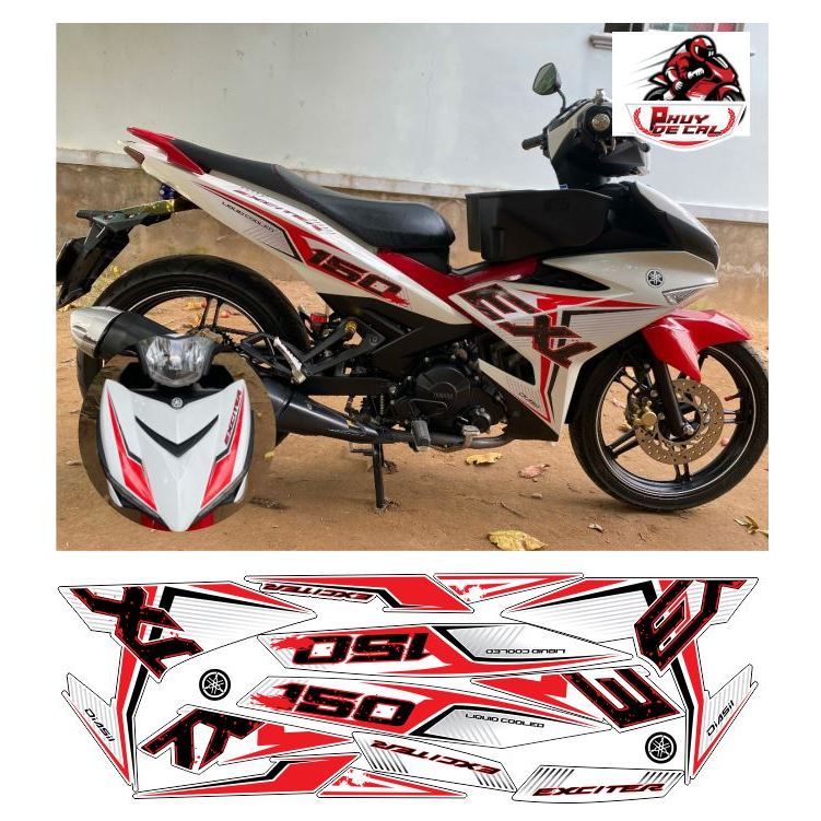 tem exciter 150 trắng đỏ EXC
